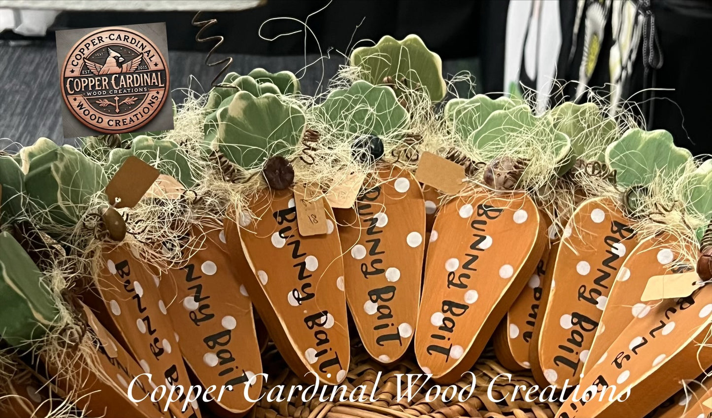 Bunny Bait Wooden Polka Dot Carrot