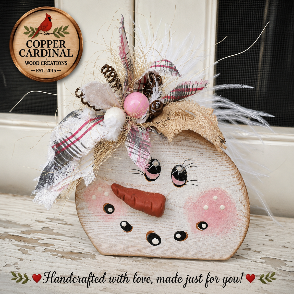 Holly the Snow Lady - Small Handmade Wooden Winter Decor